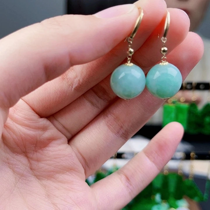 翡翠耳饰18K金镶嵌饰品