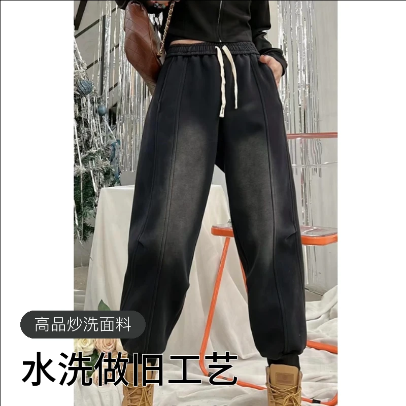 大码女装M新款高品炒洗时尚卫裤牛仔裤休闲裤屁股大裤子