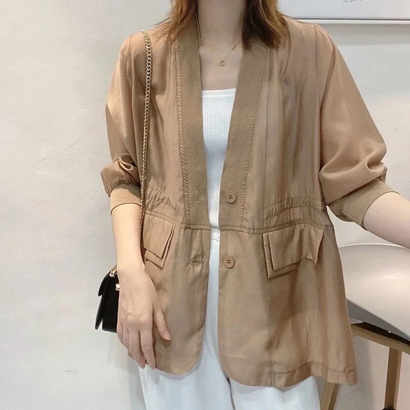 大码新款胖mm皮肤衣西服外搭时尚遮肉显瘦外套百搭