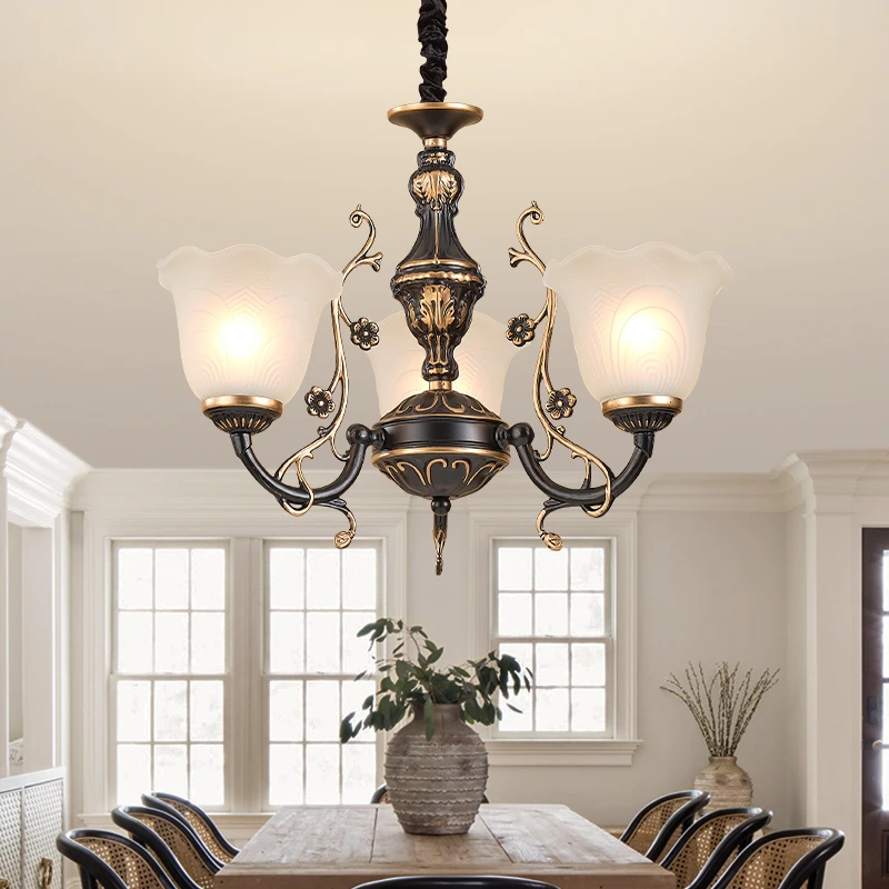客厅吊灯美式复古创意奢华轻奢简约田园卧室餐厅全光谱护眼智能灯