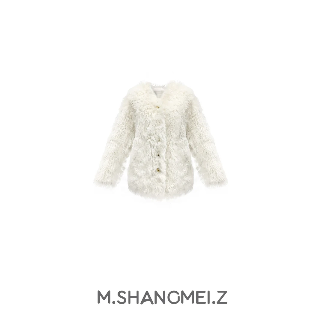 M.SHANGMEI.Z/沐熙美大哥时尚冬季小香风托卡皮毛一体外套x0918
