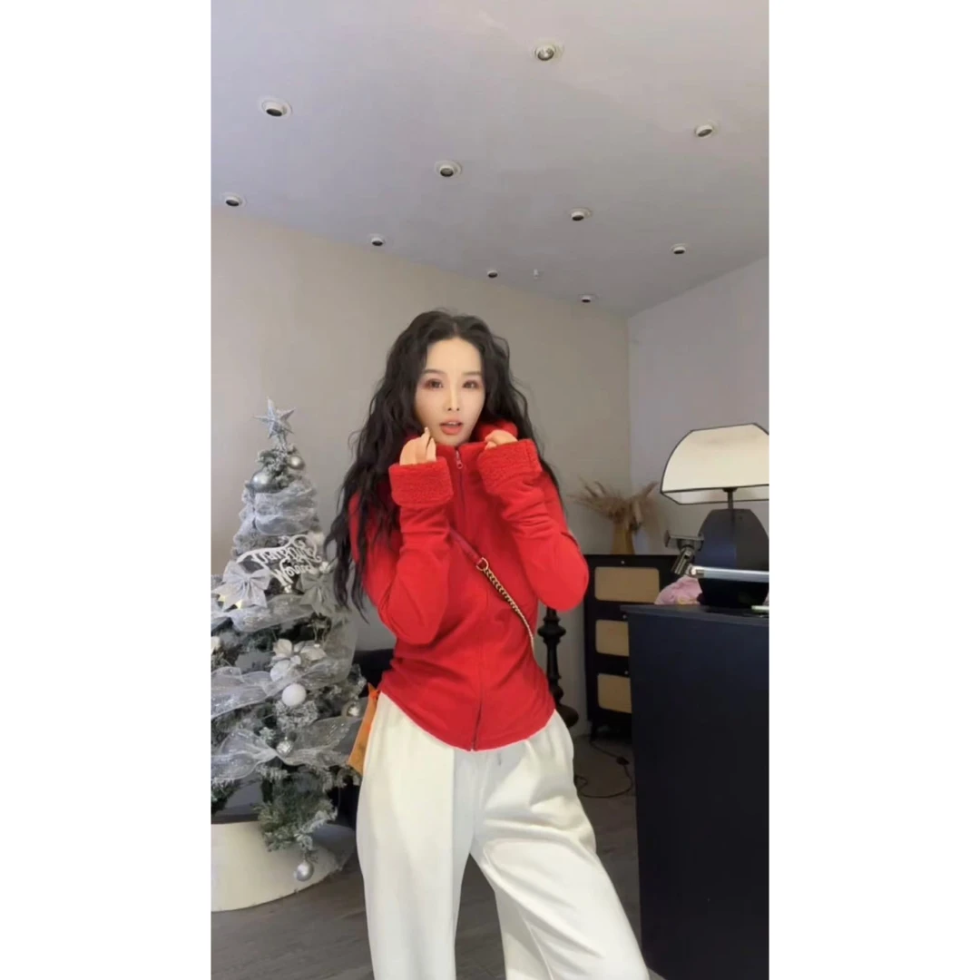 【赵小胖优选】韩系连帽加绒开衫外套