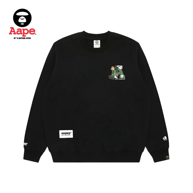 Aape旗舰店男装24秋冬迷彩猿人猿人军团印花休闲圆领卫衣C343XXN