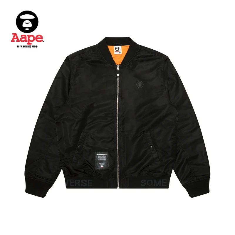 Aape旗舰店男装秋冬猿人徽章复古简约休闲飞行夹克外套7664XXN