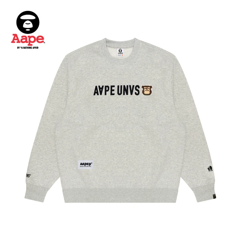 Aape旗舰店男装24秋冬猿人军团毛巾徽章潮流厚绒圆领卫衣B379XAN