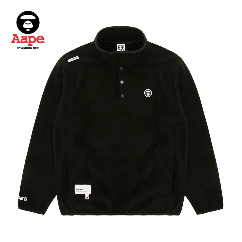 Aape旗舰店男装23秋冬新绒面立体压凸休闲简约半高领卫衣A390XXL