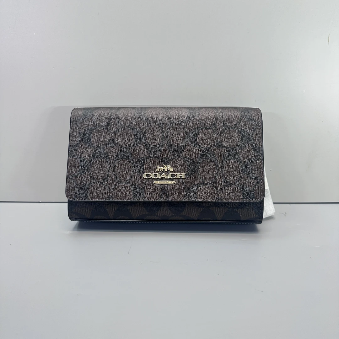 99新 COACH/蔻驰 黑拼老花链条包21x14x4cmL120610