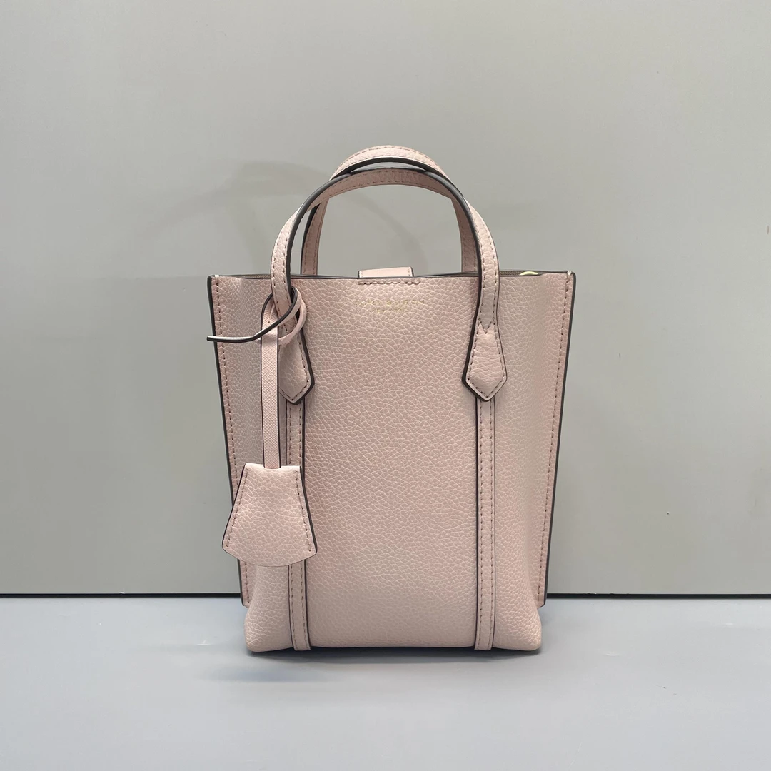 95新 TORY BURCH/汤丽柏琦 perry粉色迷你手提包14x19x6cmL091108