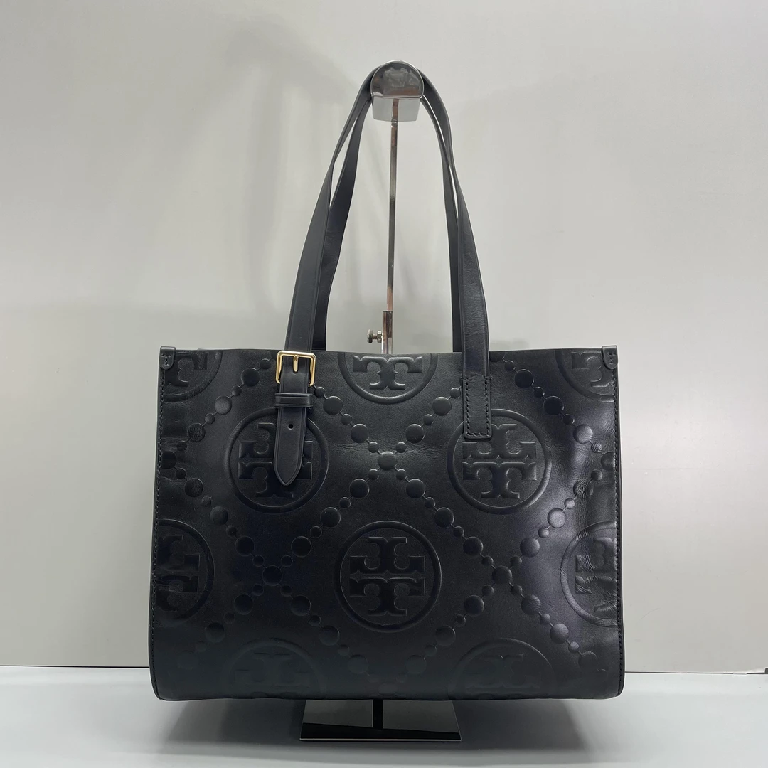 95新 TORY BURCH/汤丽柏琦  小林/T系列黑色托特包32*26*13cm