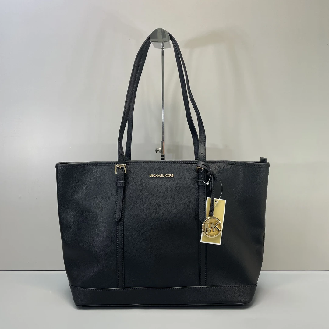 99新 MICHAELKORS/迈克高仕 小林/黑色大托特包35*28*16cmA102608