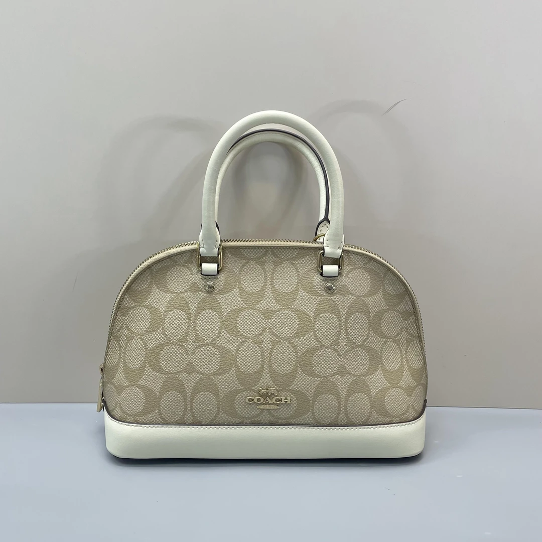 95新 COACH/蔻驰 小林/白拼老花贝壳包26*18*9cmA071712
