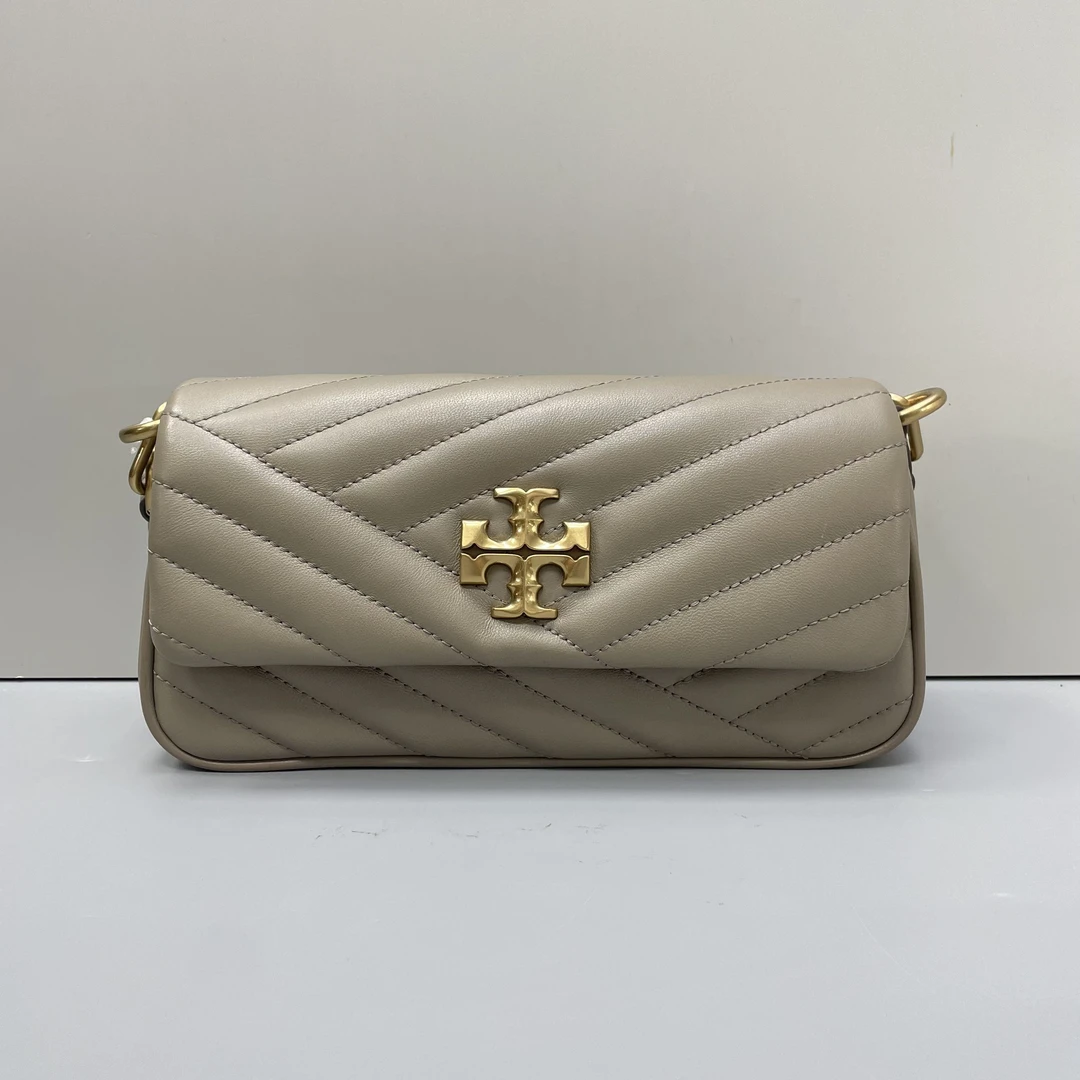 95新 TORY BURCH/汤丽柏琦 kira灰色法棍斜挎包25x13x6cmL102030