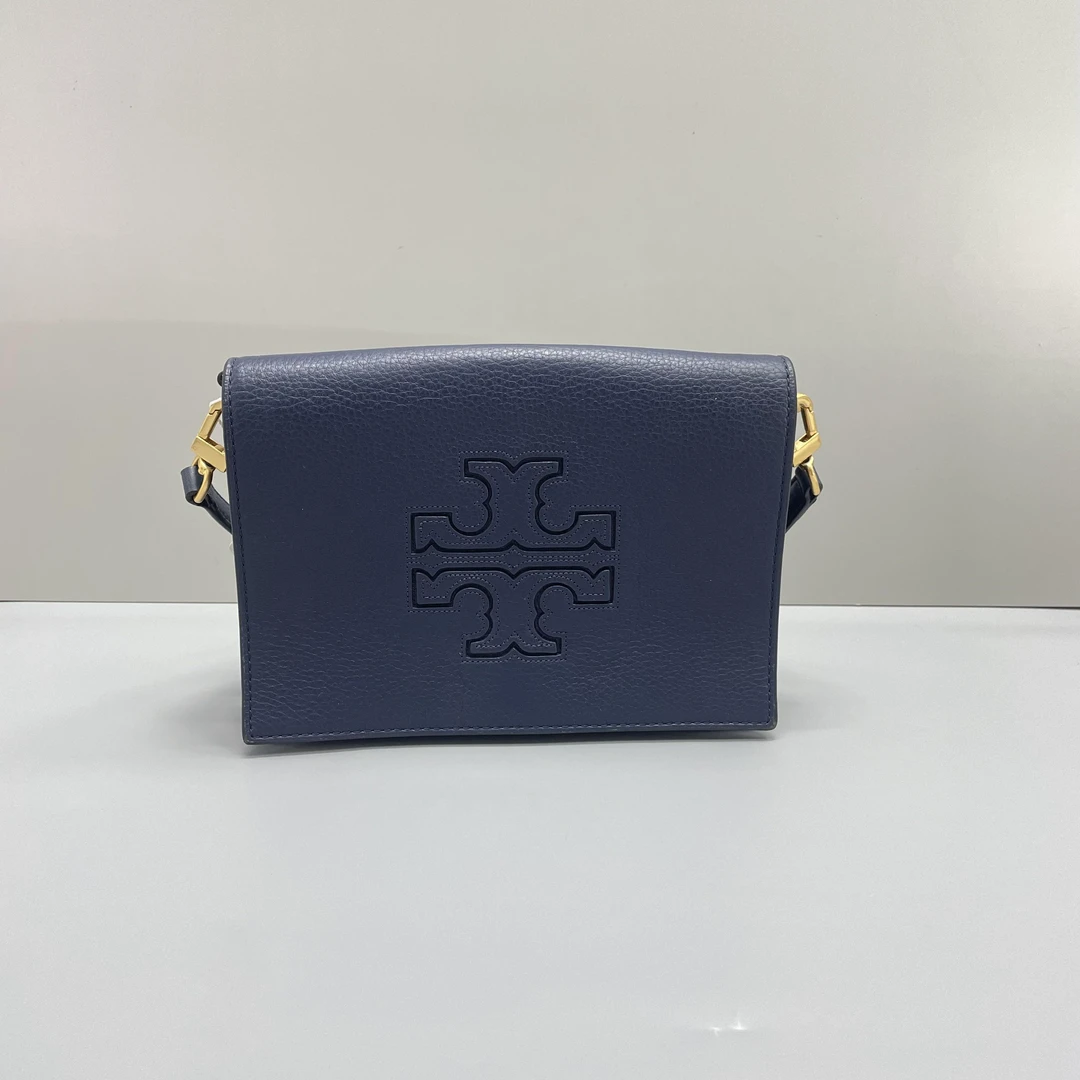 95新 Tory Burch/汤丽柏琦 藏蓝色斜挎包21X15X3cmL070905