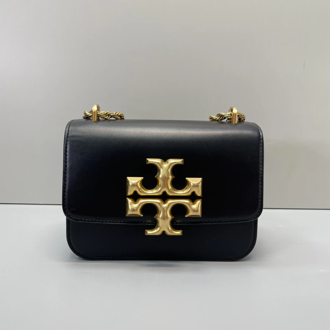 95新 TORY BURCH/汤丽柏琦 小林/黑色小金砖链条包18X13X7cmS
