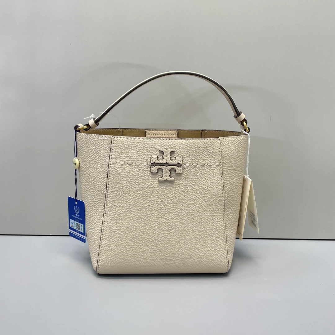 99新 TORY BURCH/汤丽柏琦 媚姐/白色小水桶包18x19x12cmSF100803