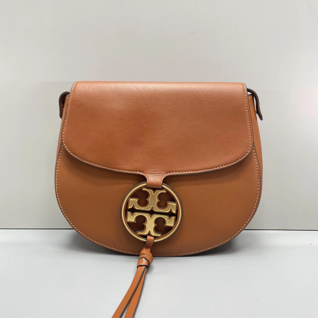 95新 TORY BURCH/汤丽柏琦 miller棕色马鞍包23x21x6cmL081110