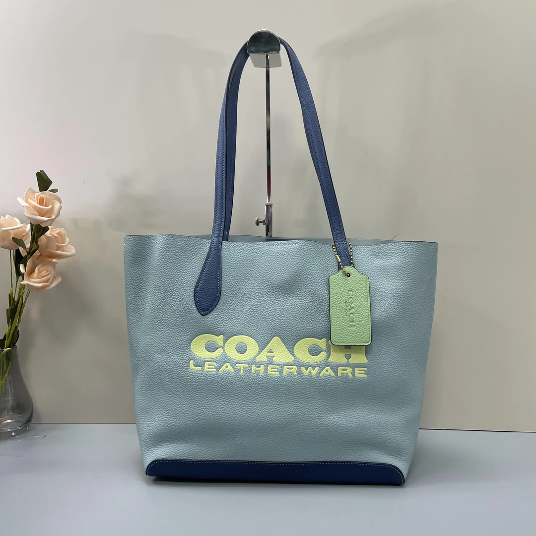 99新 COACH/蔻驰 小丽/蓝色拼色大托特30*28*14cmZ121701