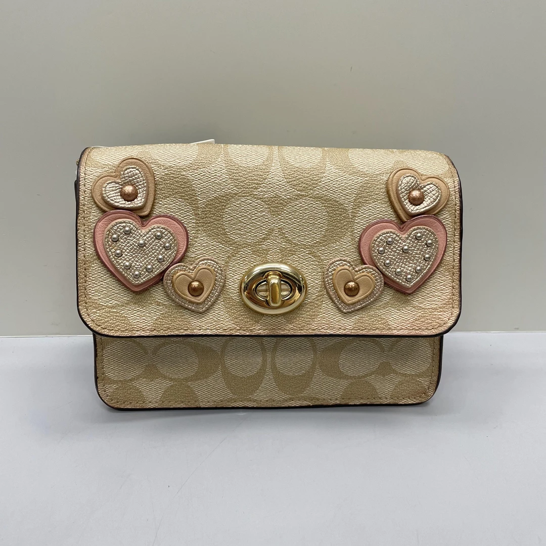 90新 COACH/蔻驰 爱心贴饰粉拼老花小链条包17X14X7cmL010613
