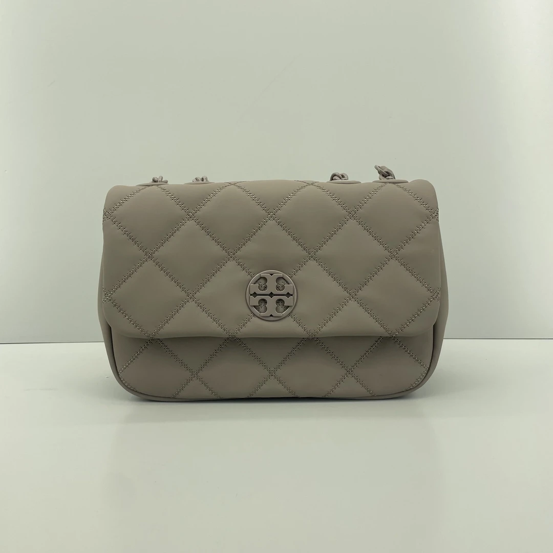 95新 TORY BURCH/汤丽柏琦 willa灰色链条包23x14x8cmL110606
