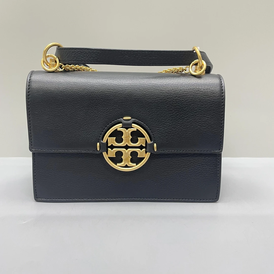 95新 Tory Burch/汤丽柏琦 Miller黑金风琴包21X16X7cmL011011