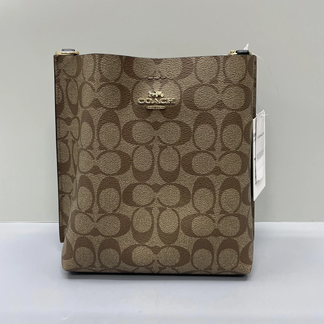 99新 COACH/蔻驰 mollie棕老花小号水桶包20X22X10cmK120605