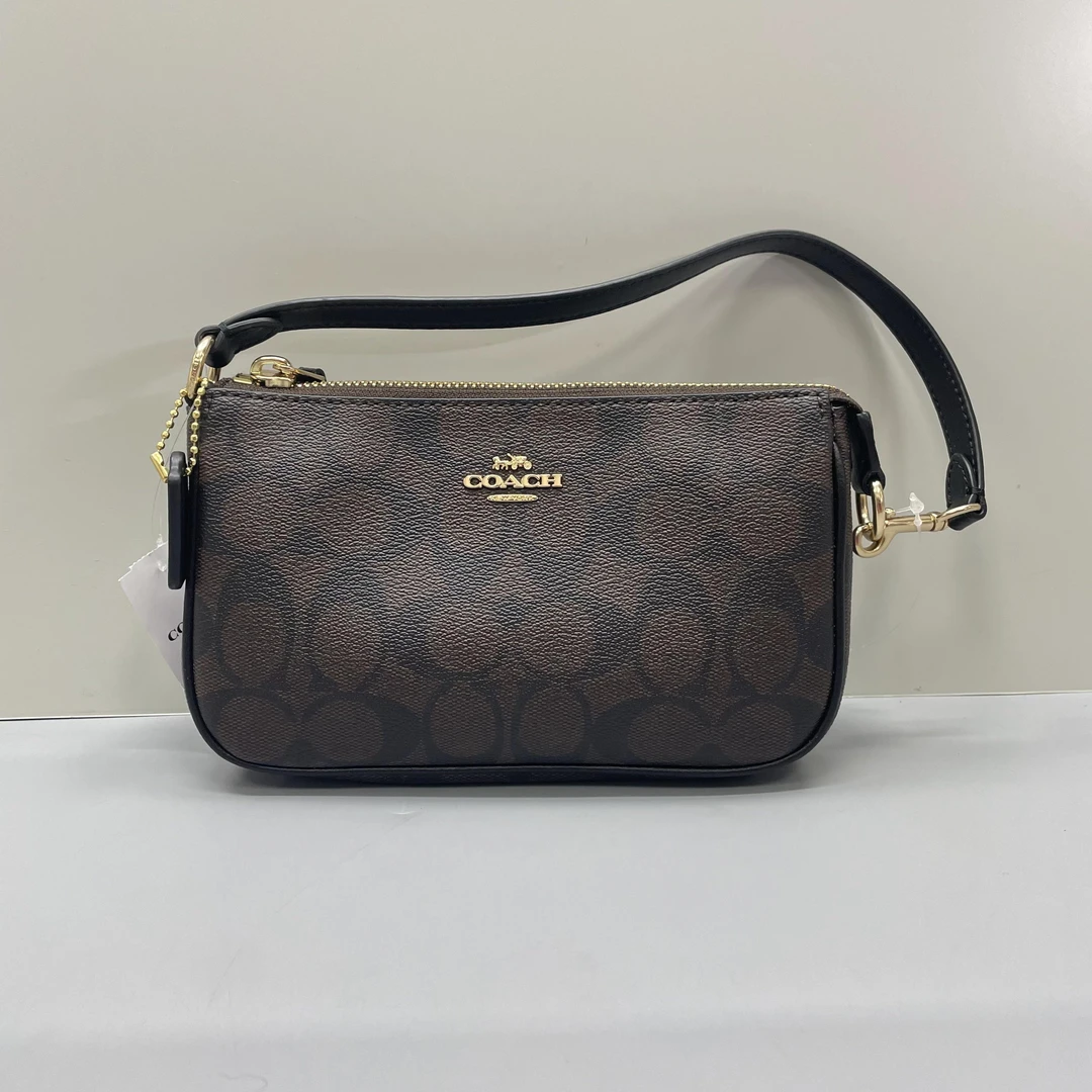 99新 COACH/蔻驰 小丽/黑色老花麻将包19*11*5cmZ112515