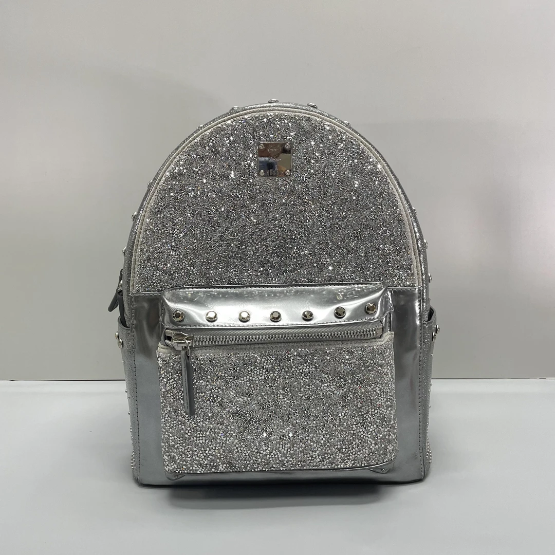 95新 MCM mcm施华洛世奇水晶双肩包27x34x14cmL082510