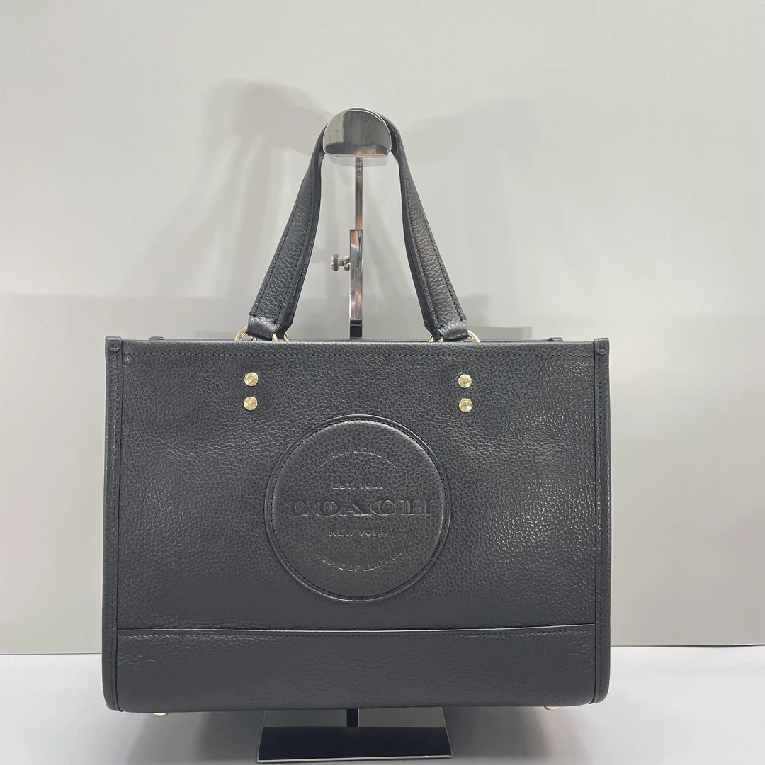 99新 COACH/蔻驰 Dempsey黑色横版托特包30X22X12cmL061316
