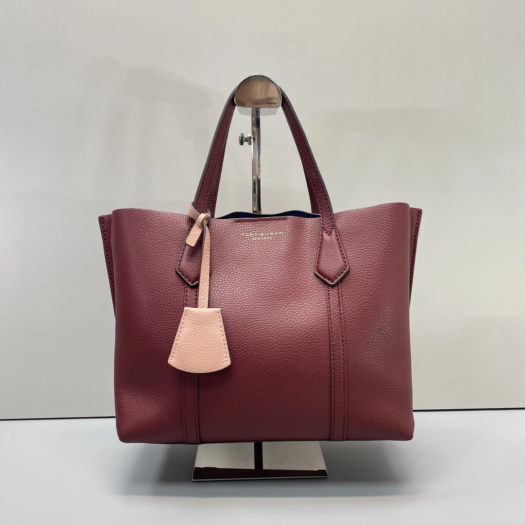 95新 TORY BURCH/汤丽柏琦 perry红色菜篮子24x20x12cmL101109