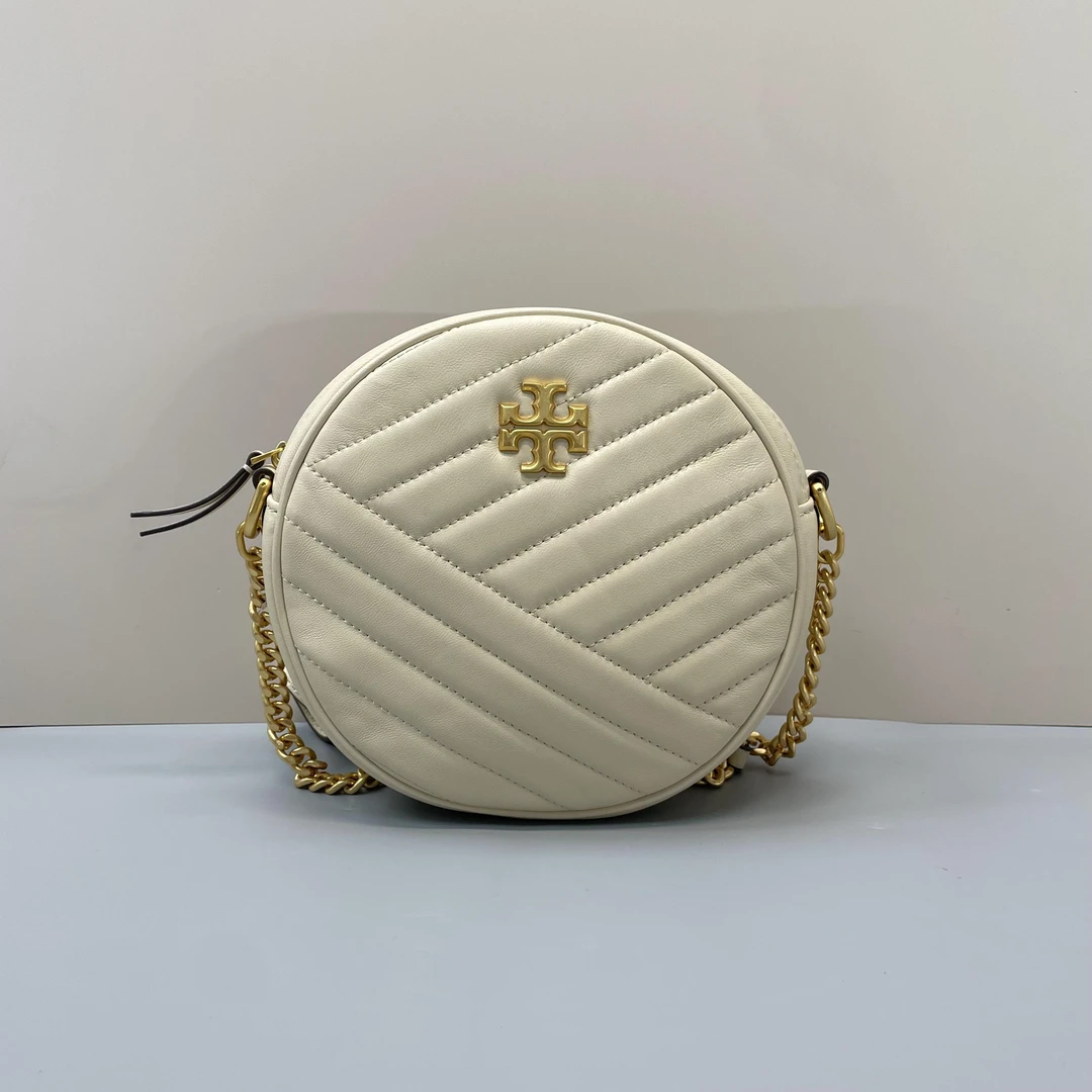 95新 TORY BURCH/汤丽柏琦 小林/kira米白圆饼包19*19*6cmA081404