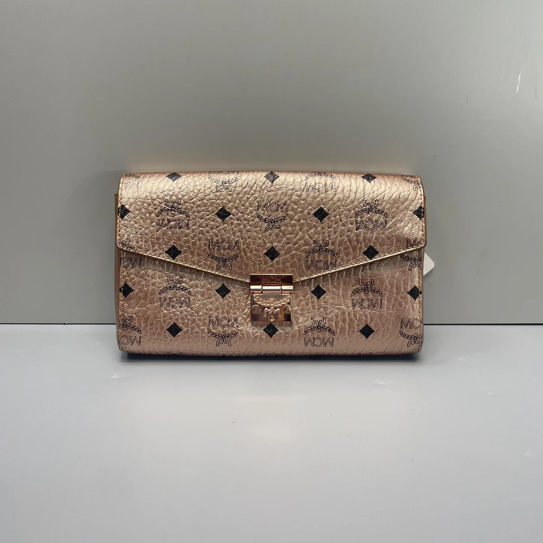 95新 MCM 媚姐/mcm玫瑰金链条包23x14x4cmF112907