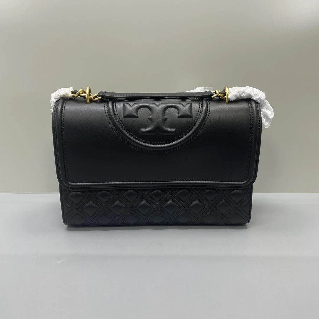99新 Tory Burch/汤丽柏琦 fleming黑色大号单肩27X20X7cmK120209