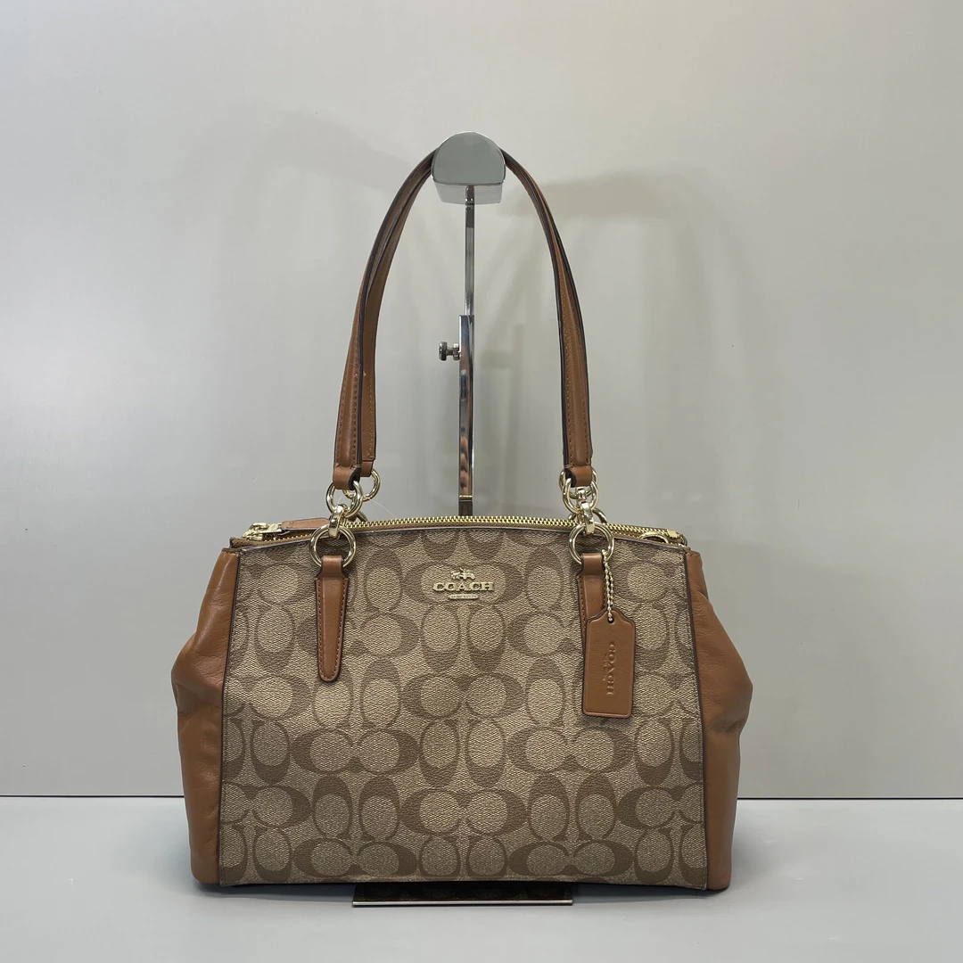 95新 COACH/蔻驰 小林/棕色老花杀手包31*21*10cmA102613