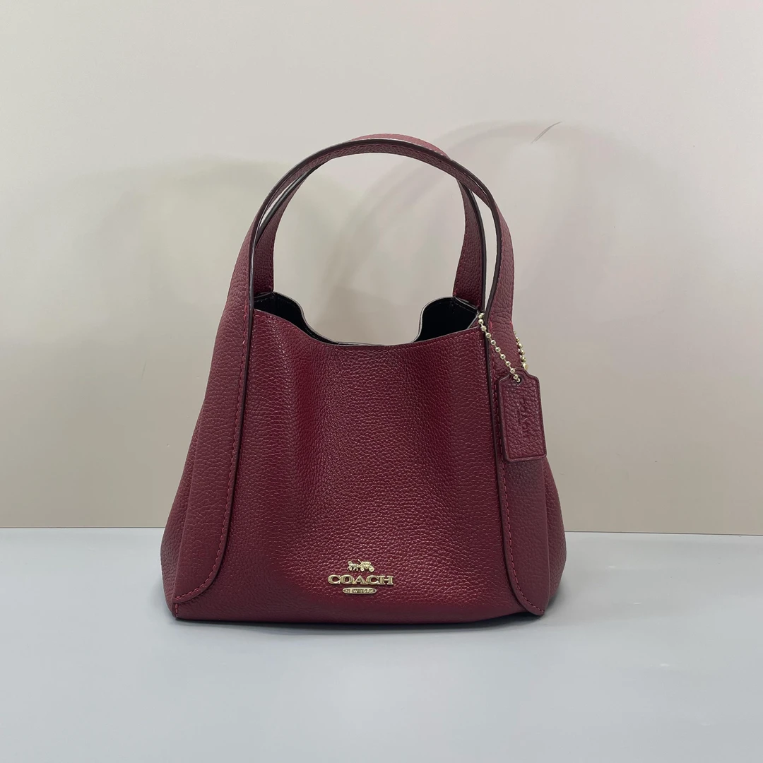 95新 COACH/蔻驰 小林/酒红色菜篮子20*18*12cmA070509