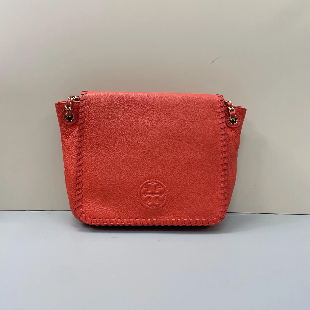 95新 Tory Burch/汤丽柏琦 小丽/橘红色链条包24*22*7cmZ122308