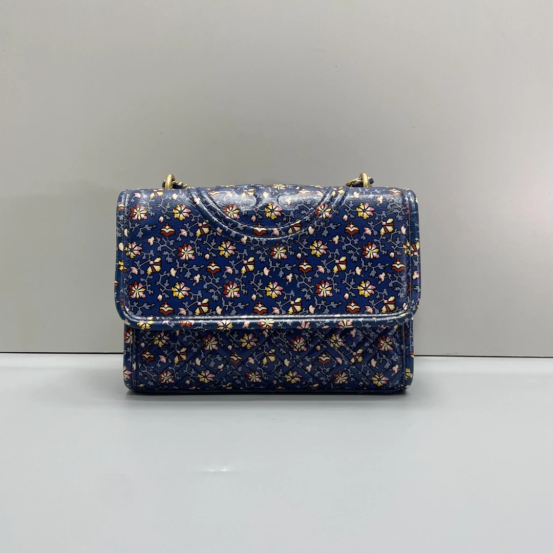 90新 TORY BURCH/汤丽柏琦 小林女士花卉链条包20*14*6cmA081808