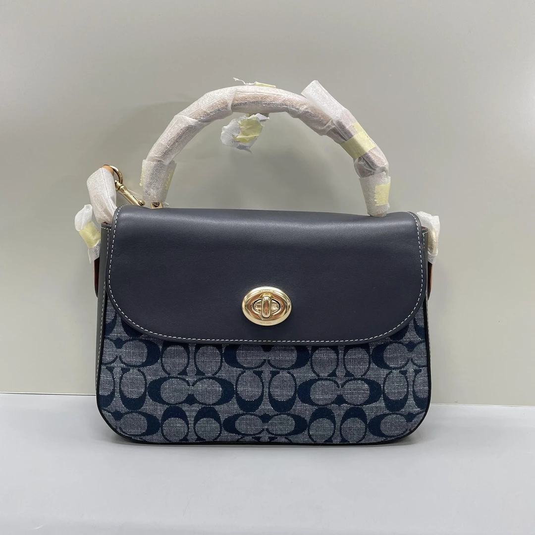 99新 COACH/蔻驰 小丽/拼色香布蕾手提邮差包24*18*7cmZ112807