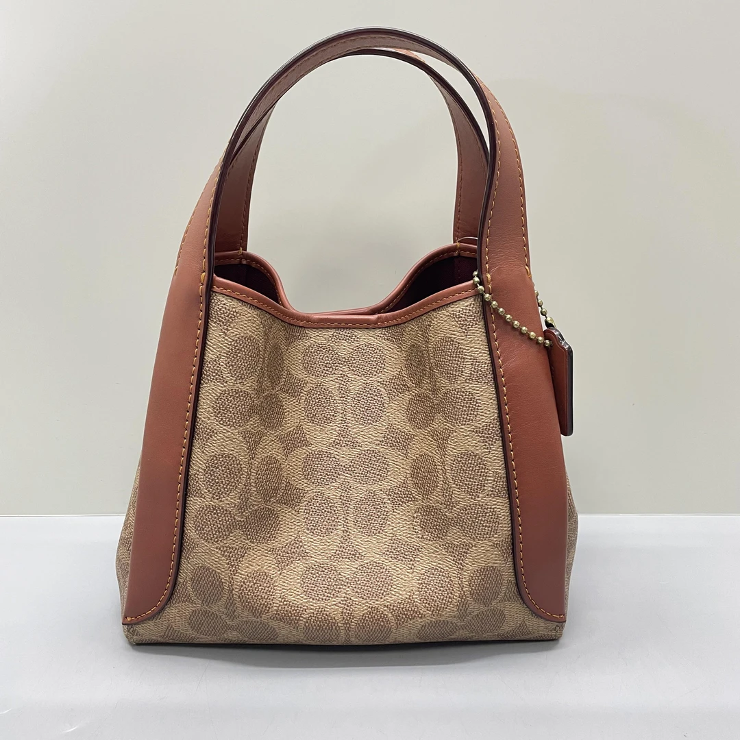 95新 COACH/蔻驰 红棕老花菜篮子21X18X11cmL011307