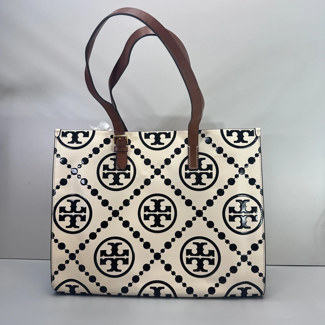 95新 TORY BURCH/汤丽柏琦 黑白撞色大托特40x33x12cmL120614