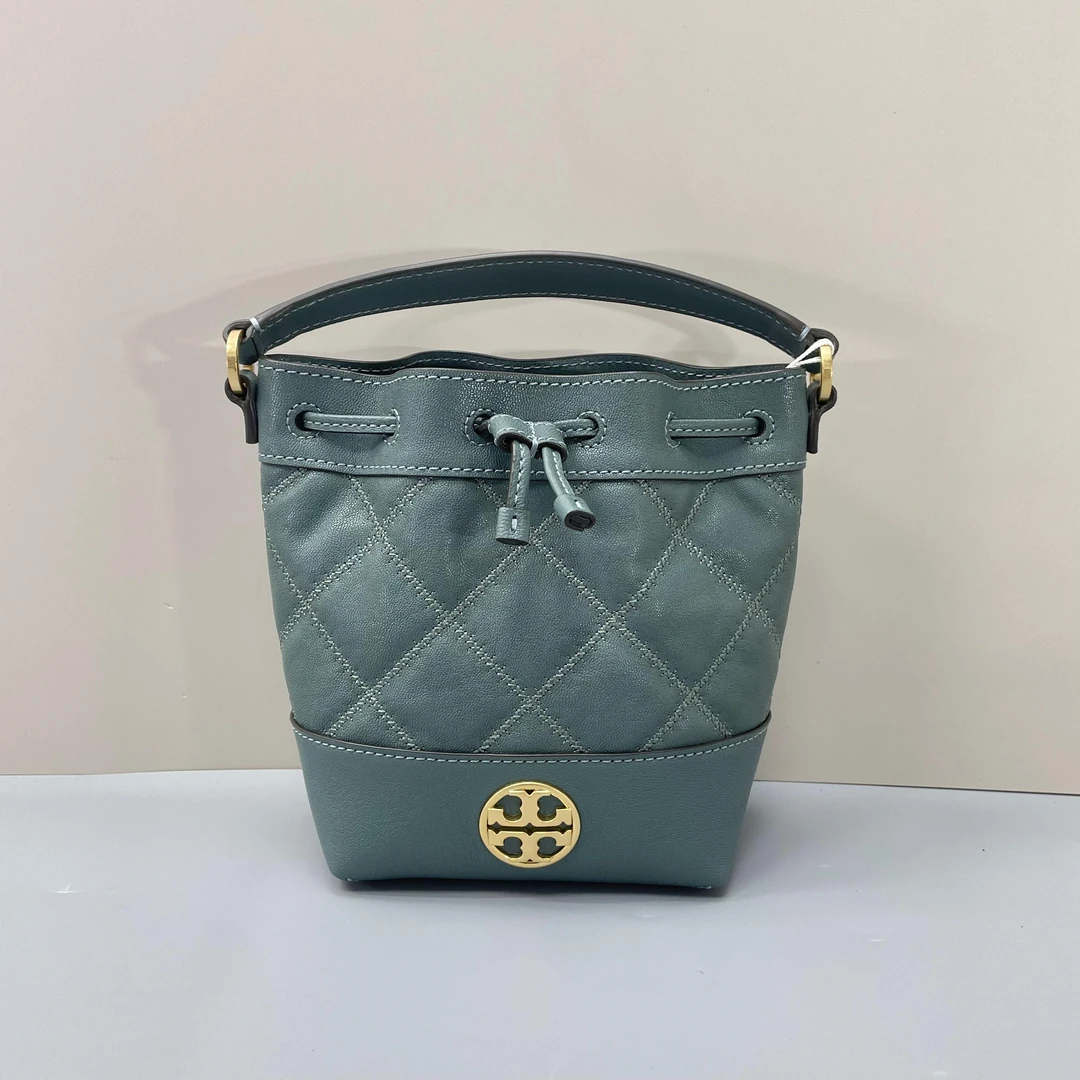 99新 TORY BURCH/汤丽柏琦 willa湖绿色水桶包14x18x9cmSL082809
