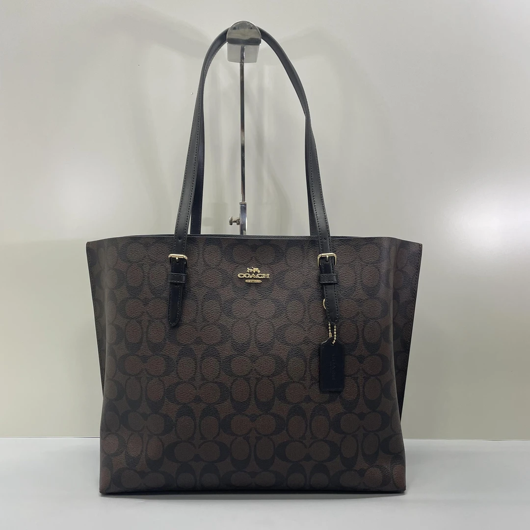 99新 COACH/蔻驰 小丽/mollie黑色老花托特包34*28*13cmZ112903
