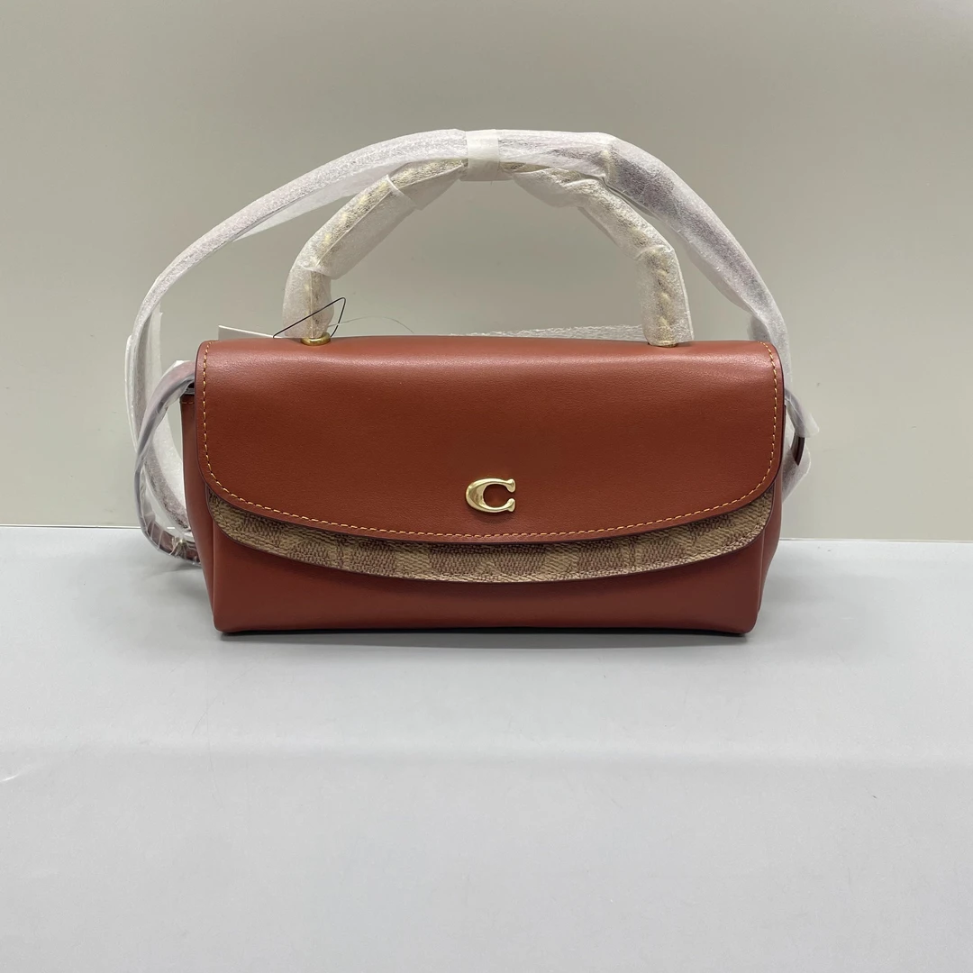 99新 COACH/蔻驰 Blair红棕老花法棍手提包20X12X6cmK122212