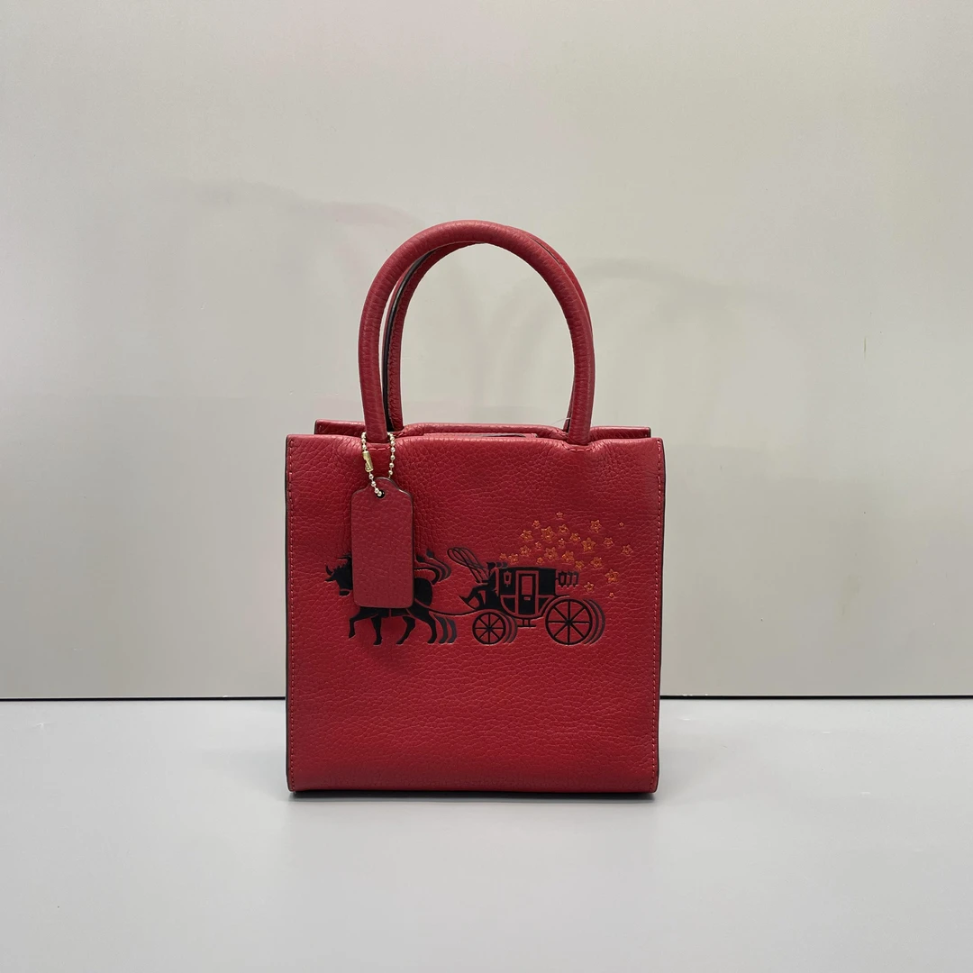 95新 COACH/蔻驰 媚姐/cally红色琴谱包17x17x8cmF101211