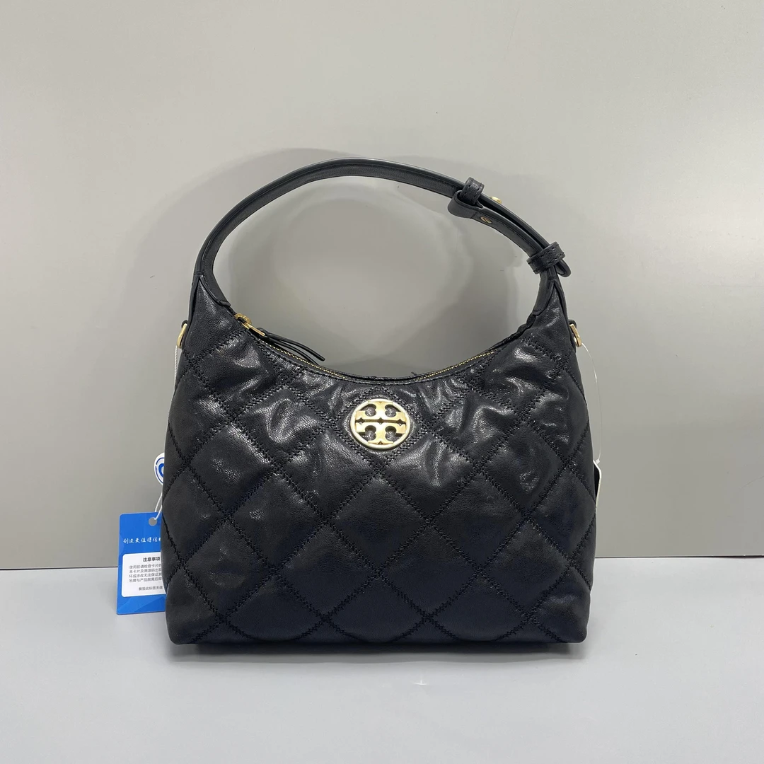 95新 Tory Burch/汤丽柏琦 小林/willa黑金腋下包22*16*8cmS