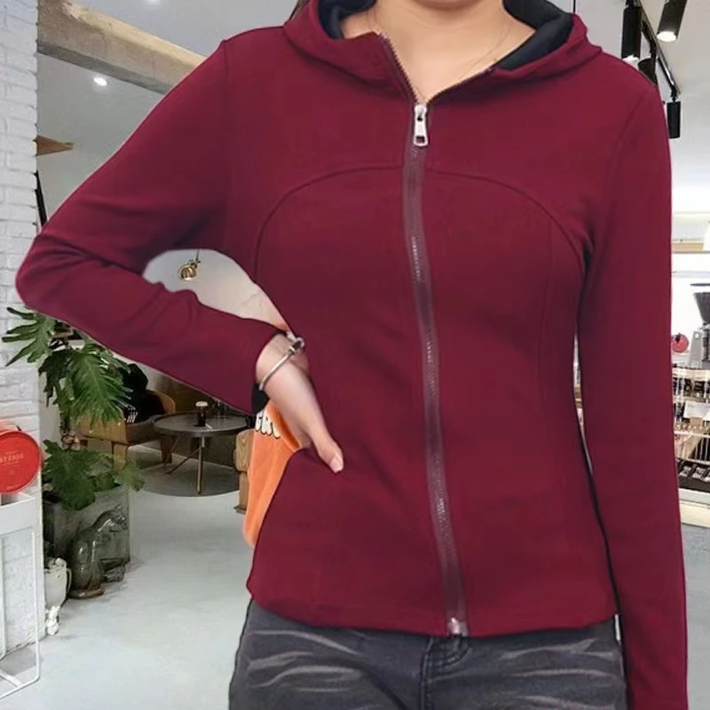 1059-C-加绒拉链显瘦连帽外套韩版设计感时尚大码女装显瘦百搭