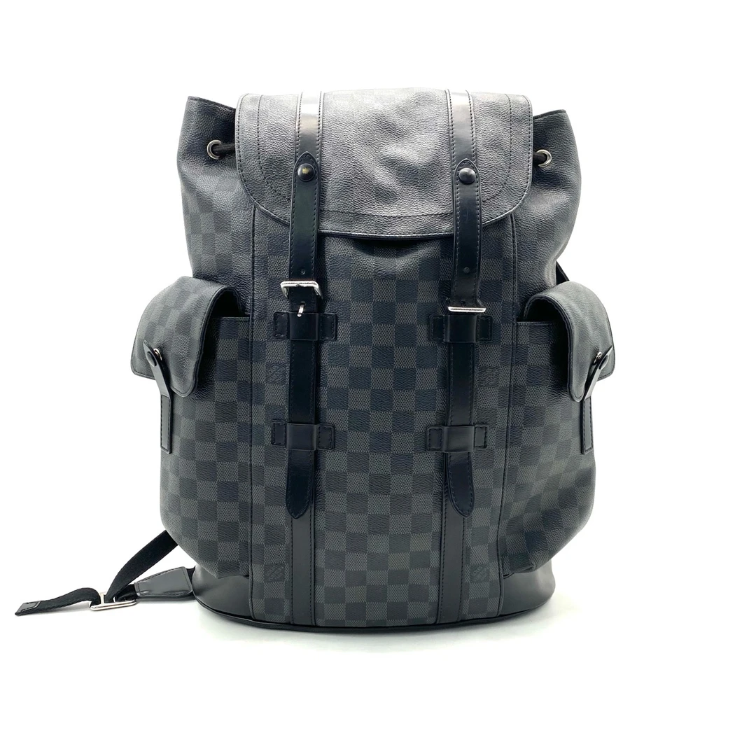 95新 LouisVuitton/路易威登 黑棋盘格克里斯托弗双肩包尺寸38/44