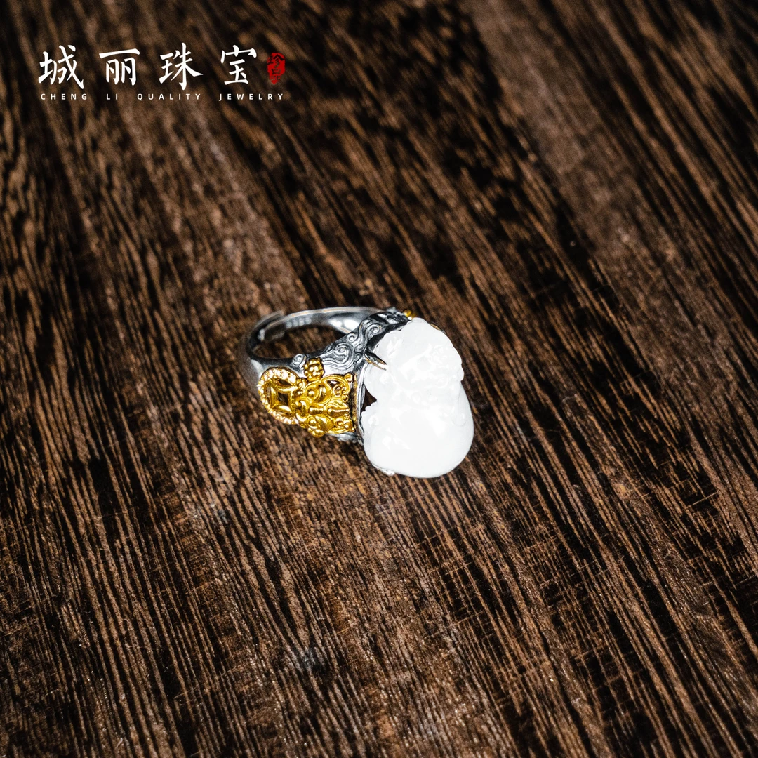 【城丽珠宝】白玉貔貅戒指/个（多样性发货）ZJH-1790