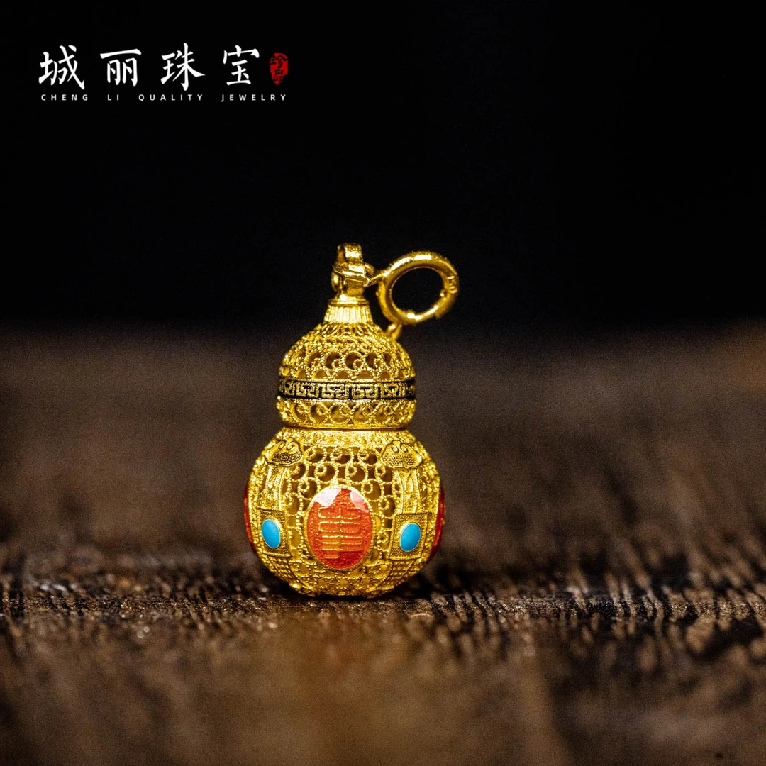 【十代金库葫芦】18K金符葫芦滴流吊坠/个(多样性发货)KJ-385