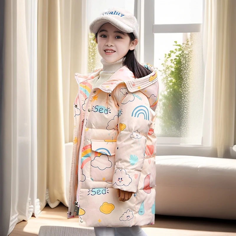 儿童羽绒服女童中长款2025新款加厚女孩洋气中小童保暖冬装韩版