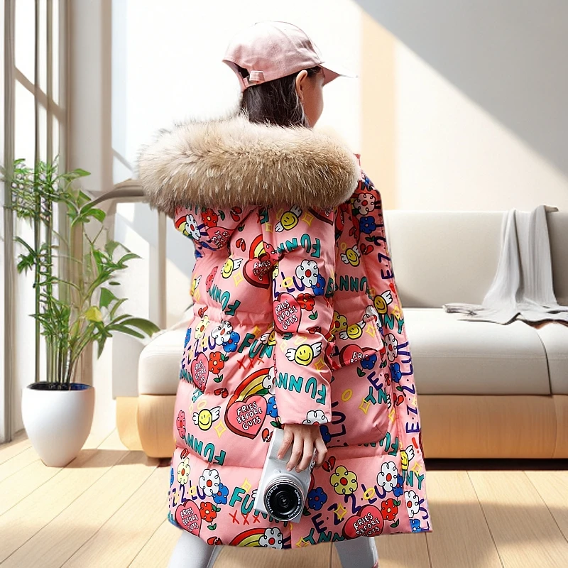 儿童羽绒服女童中长款中大童2024新款加厚韩版洋气童装潮保暖冬季
